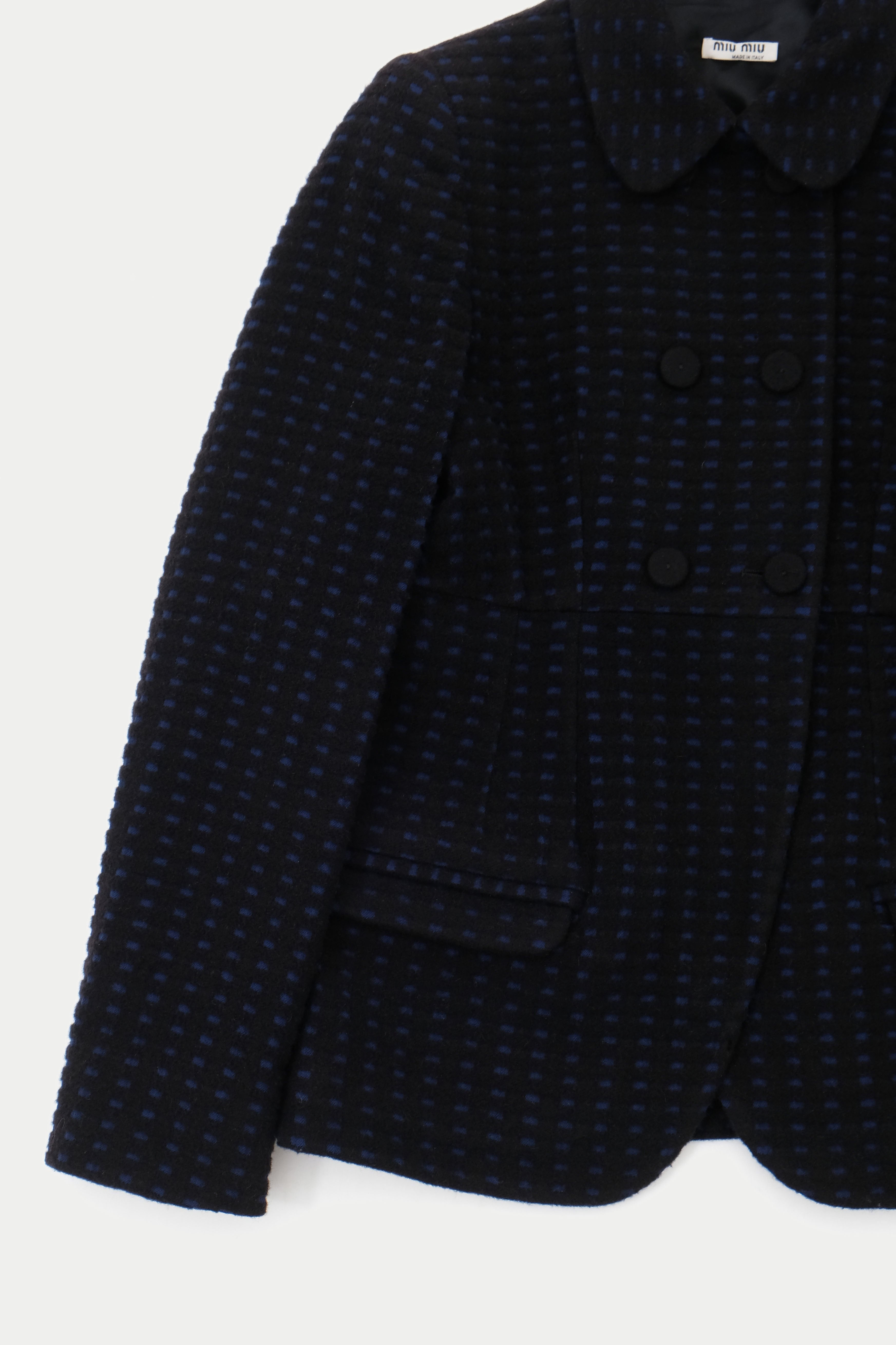 ジャケット Miu Miu Black Tweed Blazer Miu Miu Wool Blazer (M) | coupledroof